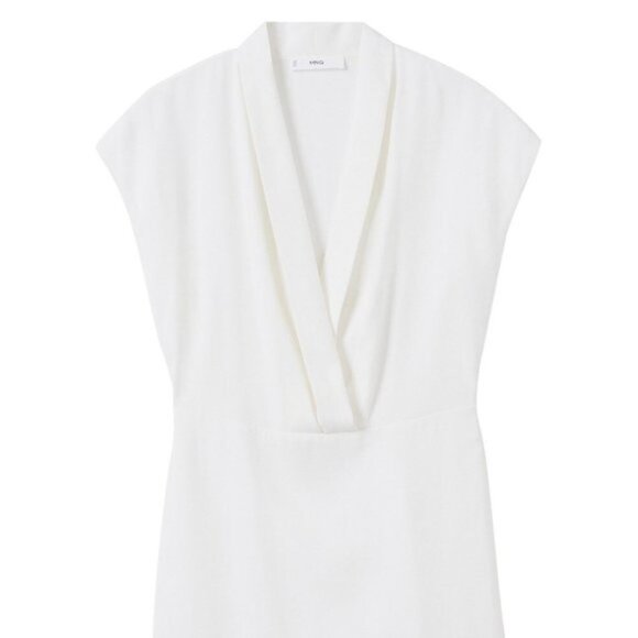 MANGO Palma Shawl Collar Mini Dress White - Picture 6 of 10
